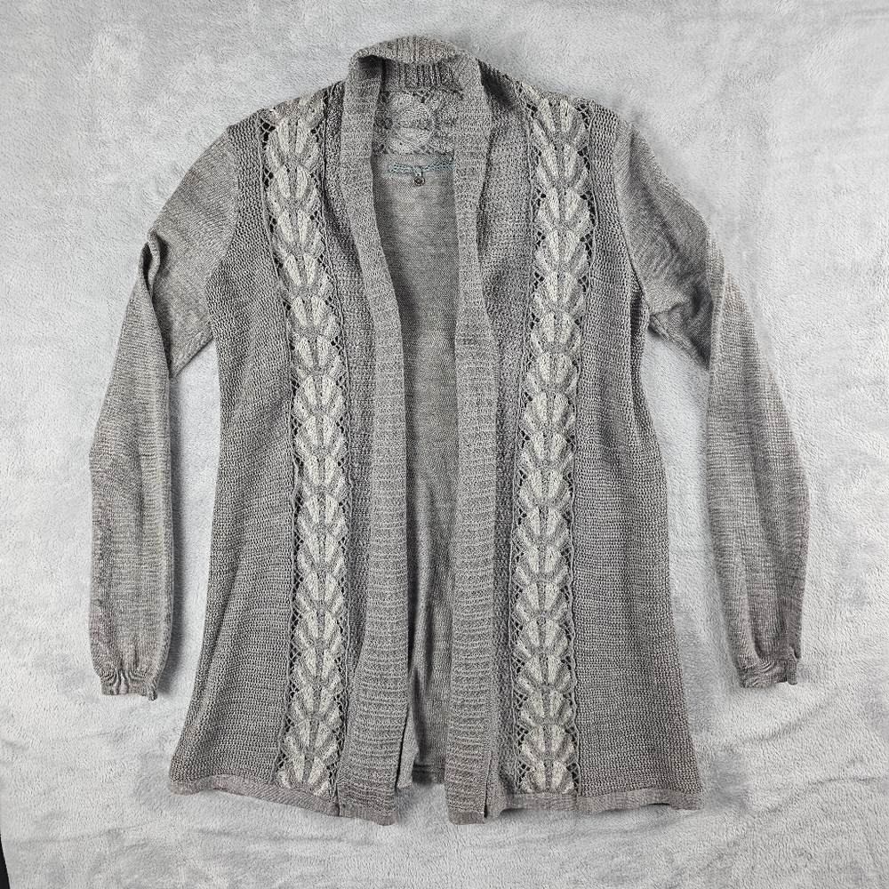Anthropologie Knitted And Knotted Wool Blend Cardigan Womens Size Small Gray